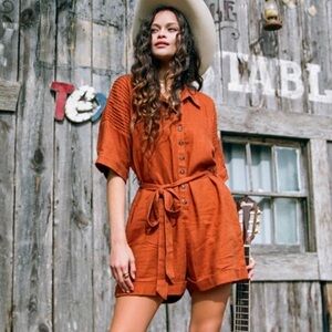 SPELL Rani Romper in Copper Tie Revolve Size XS
